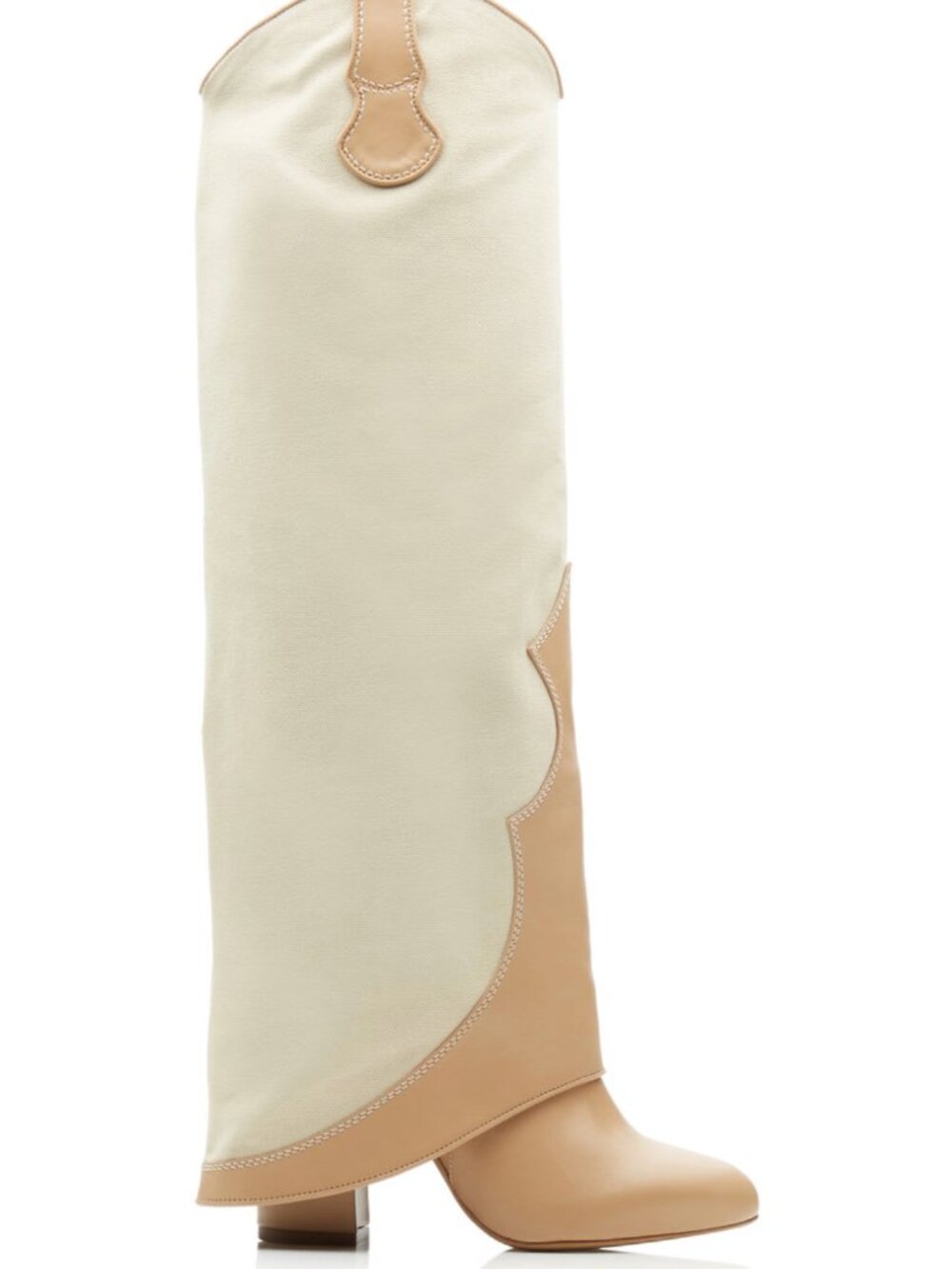 Tabitha Simmons Blake Leather-Paneled Canvas Knee Boots